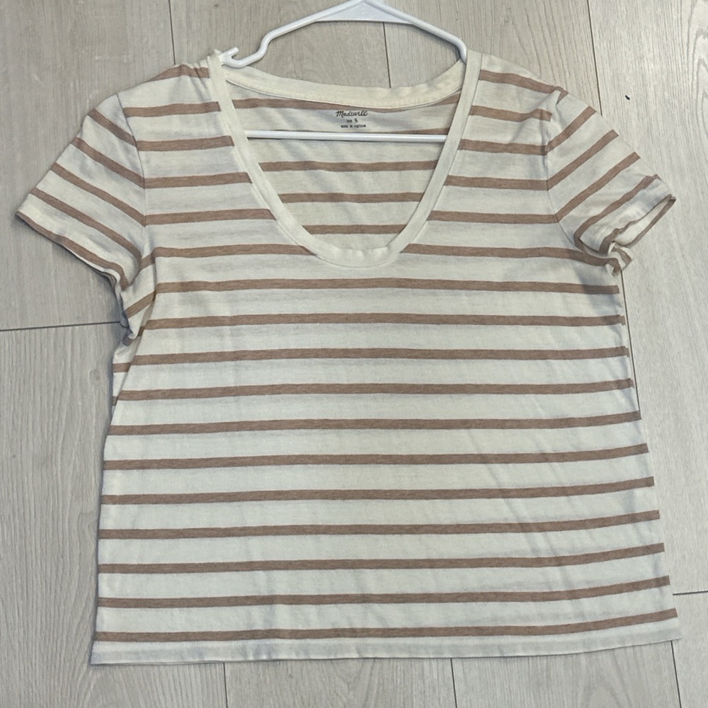 Madewell Beige and Cream Striped Tee